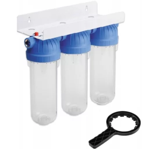 Háromlépcsős szűrőház 10" hidegvízre 1" csatlakozás USTM FS3WFW1