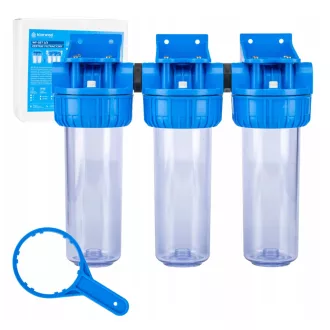   Háromlépcsős szűrőház 10" hidegvízre 3/4" csatlakozás Klarwod FS3WFW34