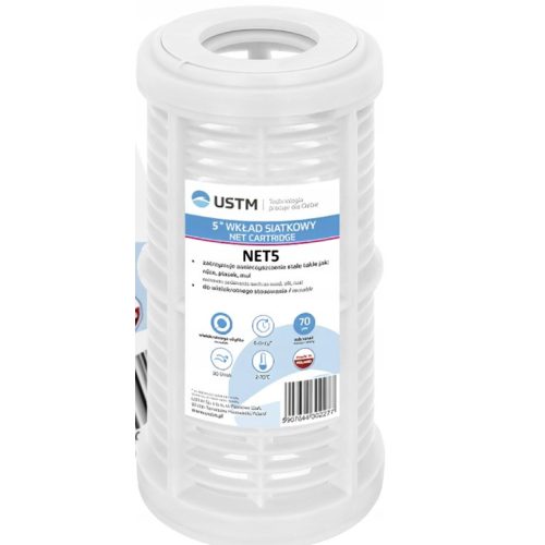 Mosható hálós üledék-szűrőbetét 5 x 2,5"  70 mikron USTM NET5