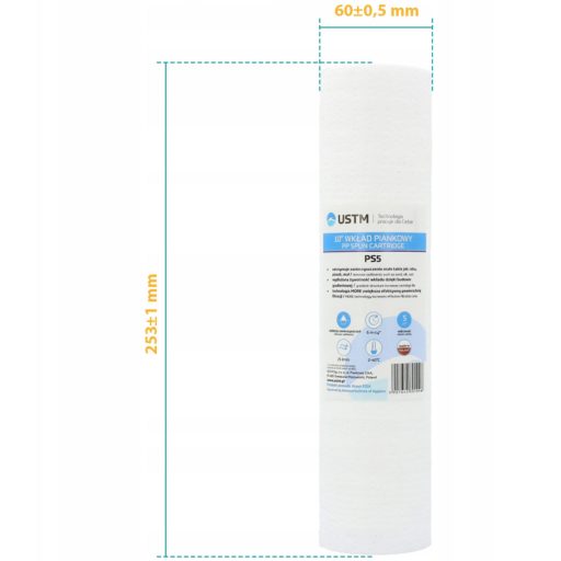 Üledék-szűrőbetét FCPS5 10" 5 mikron USTM PS5