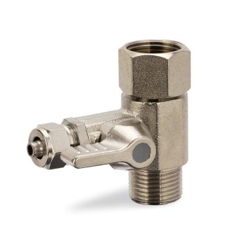   Bekötő-elosztó csatlakozó T-idom 3/8" x 3/8" x 1/4" fém, csappal