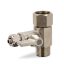 Bekötő-elosztó csatlakozó T-idom 3/8" x 3/8" x 1/4" fém, csappal