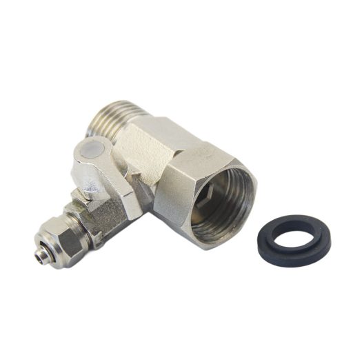 Bekötő-elosztó csatlakozó T-idom 3/8" x 3/8" x 1/4" fém, csappal