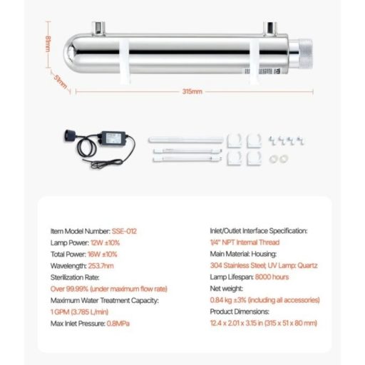 UV lámpa víztisztítóhoz 12W komplett