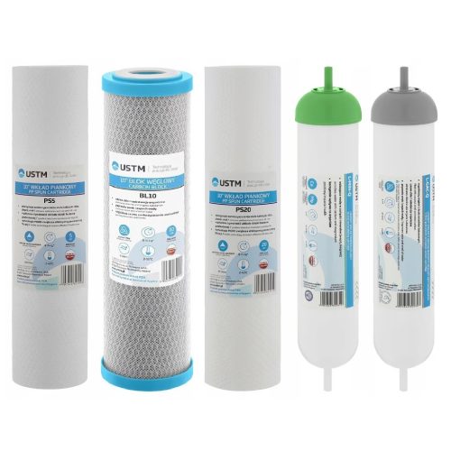 Set cartuse filtrante, USTM, Spuma de carbon, Alb/Gri