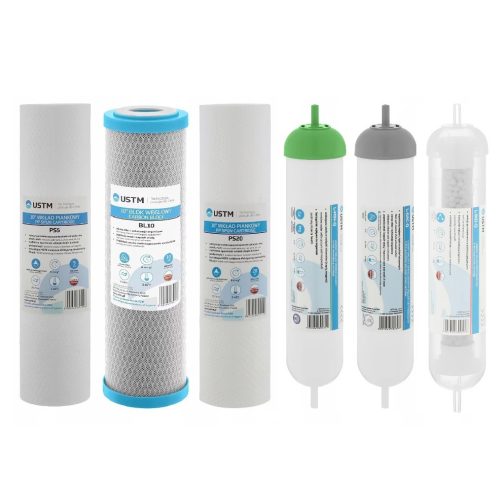 Set cartuse filtrante, USTM, Spuma de carbon, Alb/Gri