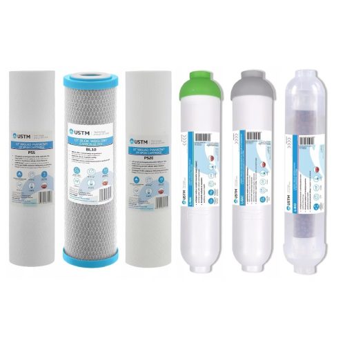 Set cartuse filtrante, USTM, Spuma de carbon, Alb/Gri