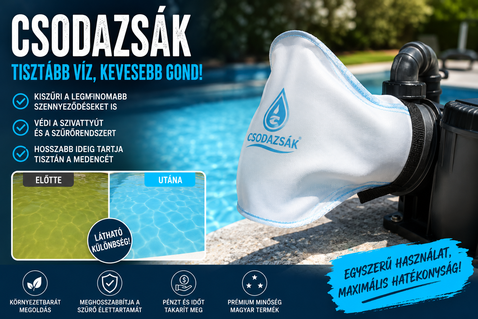 Medence szűrőzsák használata – tisztítás, működés és gyakori kérdések